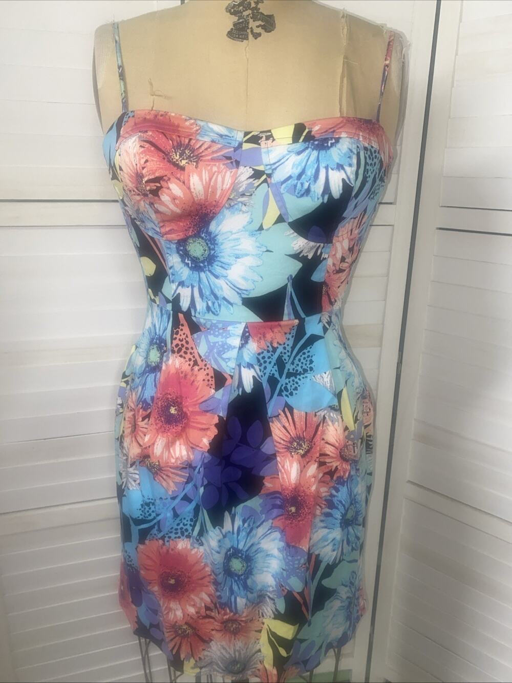 Candie’s 90s Spaghetti Pencil Dress Juniors Sz Medium 9 Hawaiian Body-con